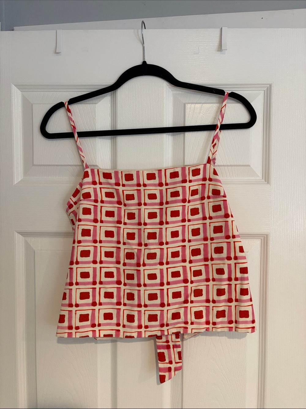 Red Geometric Square Cami Top - Women's